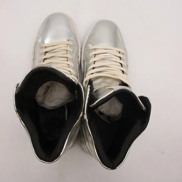 Android Homme Men's Size 10 High Top Sneakers Shoes Silver Leather Lace Up