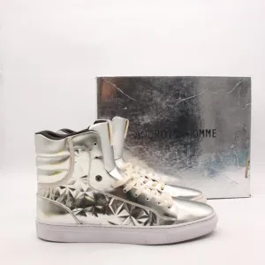 Android Homme Men's Size 10 High Top Sneakers Shoes Silver Leather Lace Up