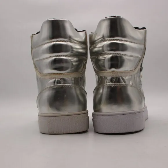 Android Homme Men's Size 10 High Top Sneakers Shoes Silver Leather Lace Up