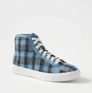 Ann Taylor sz 10 Plaid Tweed High Top Sneakers blue  shoes SH62