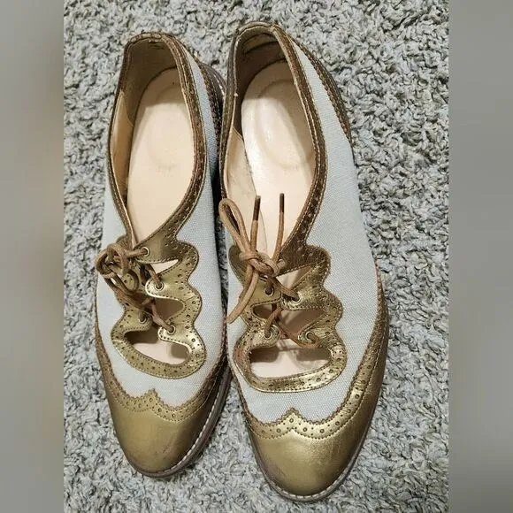 Anthropologie miss Albright Curricula cutout oxford’s bronze shoes size 9