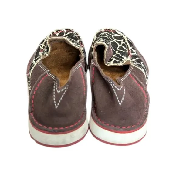 Ariat Cruiser Slip On Shoes Cow Animal Print Brown Womens 7 Western Southwestern