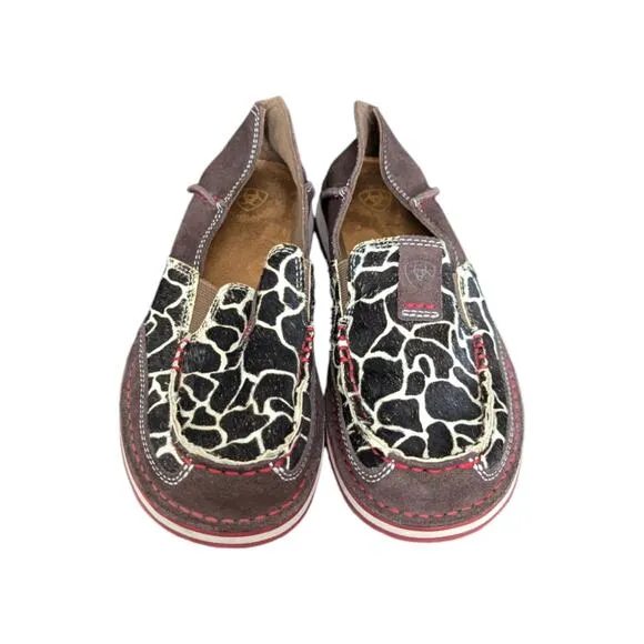 Ariat Cruiser Slip On Shoes Cow Animal Print Brown Womens 7 Western Southwestern