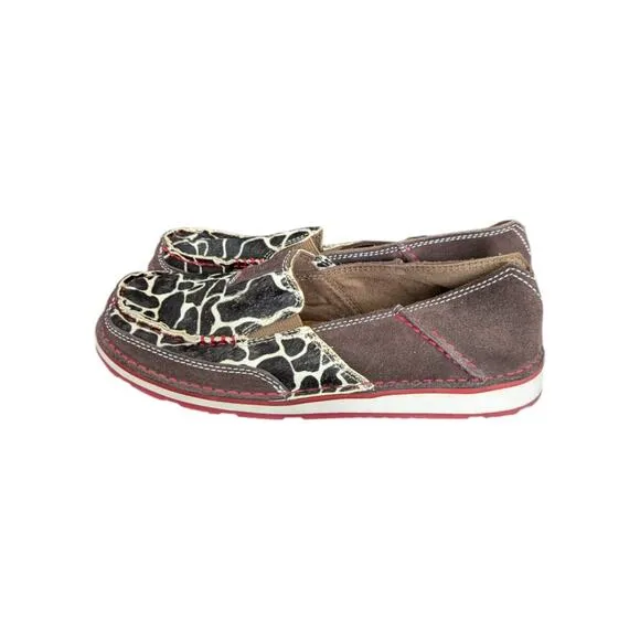 Ariat Cruiser Slip On Shoes Cow Animal Print Brown Womens 7 Western Southwestern