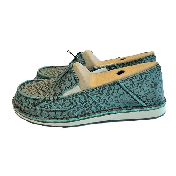 Ariat Cruiser Turquoise Blanket Emboss Slip On Loafer Shoes Sz 8.5 NEW  10046921
