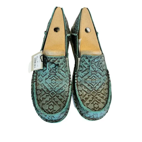 Ariat Cruiser Turquoise Blanket Emboss Slip On Loafer Shoes Sz 8.5 NEW  10046921