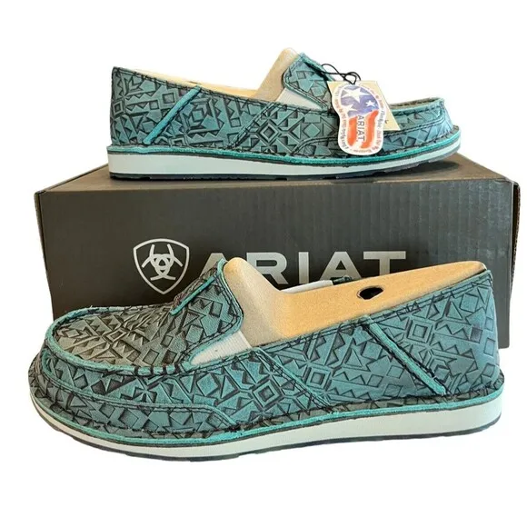 Ariat Cruiser Turquoise Blanket Emboss Slip On Loafer Shoes Sz 8.5 NEW  10046921