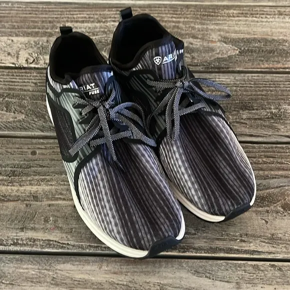 Ariat Fuse Gray Black Stripe All Terrain Running Sneakers Shoes Women’s 8