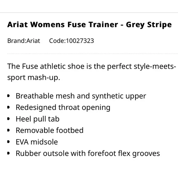 Ariat Fuse Gray Black Stripe All Terrain Running Sneakers Shoes Women’s 8