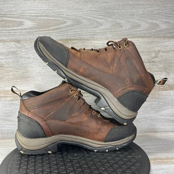 Ariat Men's Copper Brown Leather Waterproof Terrain Hiking Boots Size 7.5