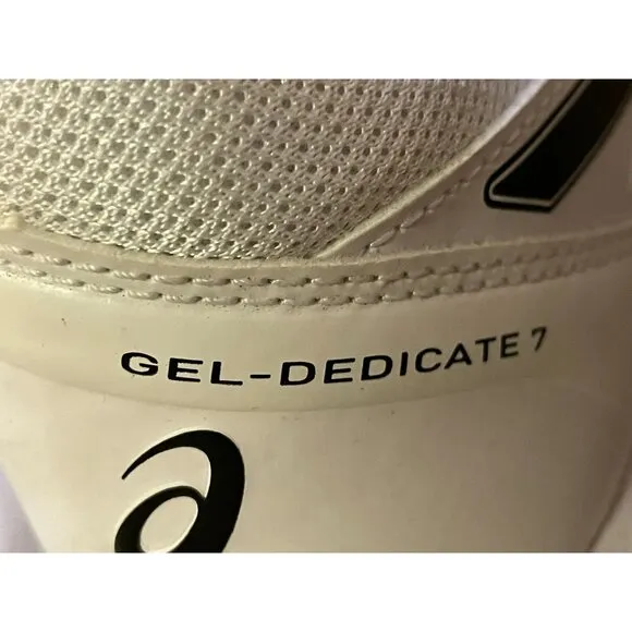 ASICS Gel-Dedicate 7 Tennis Shoes Mens 11 Used F960122 1041A223 White / Black