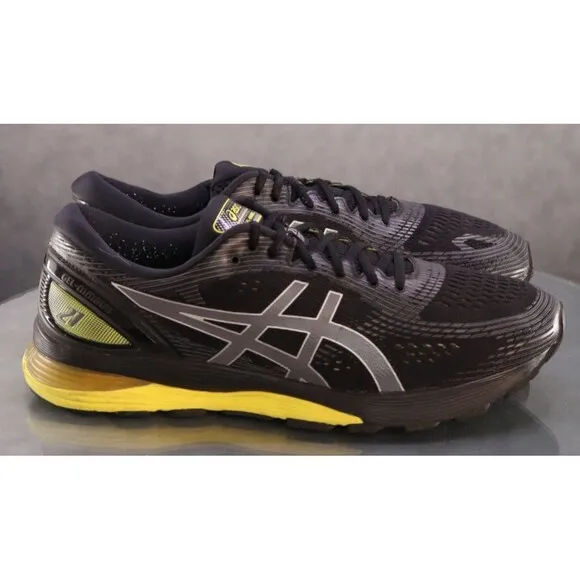 Asics Gel Nimbus 21 $130 Men's Running Shoes Size 13 Black Yellow