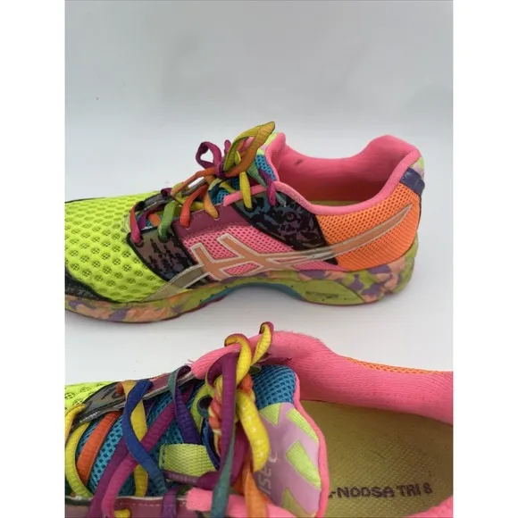 Asics Gel Noosa Tri 8 T356N Orange Yellow Green Womens Size 8.5 Running Shoes