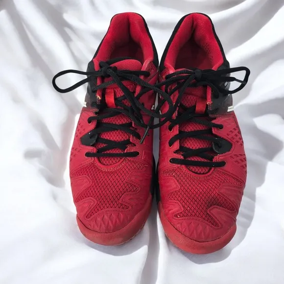 Asics Gel-Resolution Tennis Shoes Red Black Athletic E500Y Mens 9.5 Performance