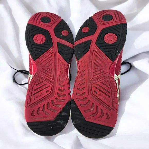 Asics Gel-Resolution Tennis Shoes Red Black Athletic E500Y Mens 9.5 Performance