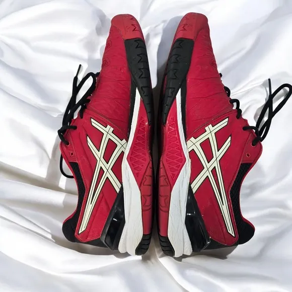 Asics Gel-Resolution Tennis Shoes Red Black Athletic E500Y Mens 9.5 Performance