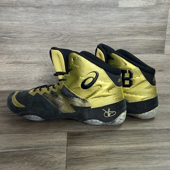 ASICS JB Elite IV Wrestling Shoes Men's 12 Black Gold 1081A016‎