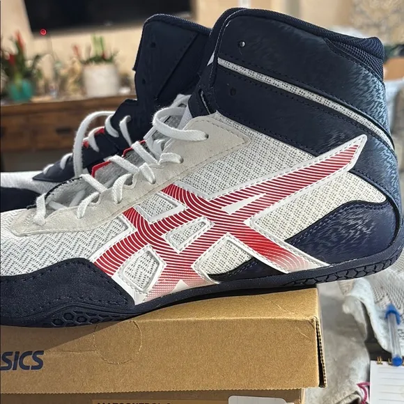 Asics Matcontrol 3 White and Red Athletic Shoes