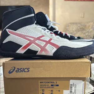Asics Matcontrol 3 White and Red Athletic Shoes