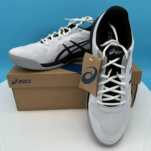 Asics Men's Upcourt 5 Volleyball Pickleball Shoes, Size 12, White/Gunmetal