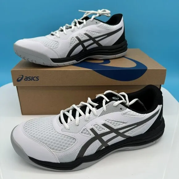 Asics Men's Upcourt 5 Volleyball Pickleball Shoes, Size 12, White/Gunmetal