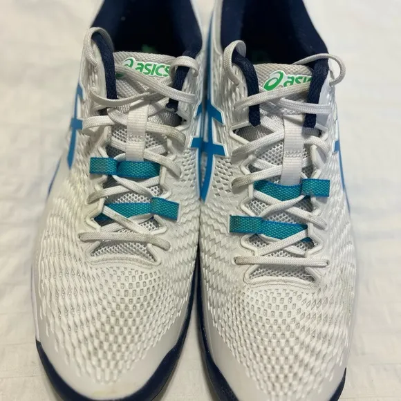 ASICS Men's White and Blue Tennis shoes