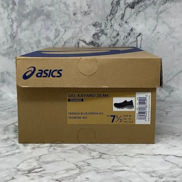 ASICS Size 7.5 French Blue/Fresh Ice Gel-Kayano 28 MK Knit Running Shoes P1-44