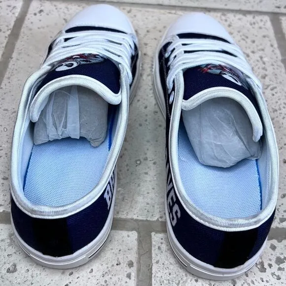 Atlanta Braves Men’s Canvas Sneakers Red White Blue Low Top Shoes NWOT Sz 39