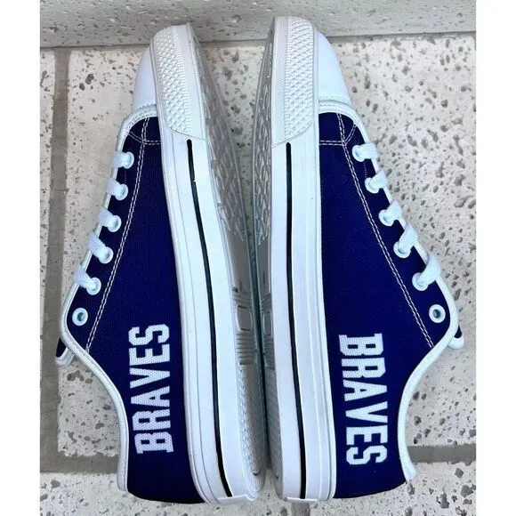 Atlanta Braves Men’s Canvas Sneakers Red White Blue Low Top Shoes NWOT Sz 39