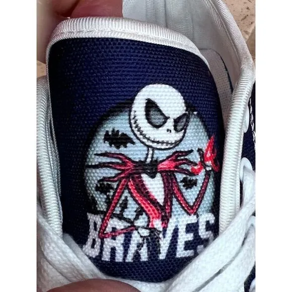 Atlanta Braves Men’s Canvas Sneakers Red White Blue Low Top Shoes NWOT Sz 39