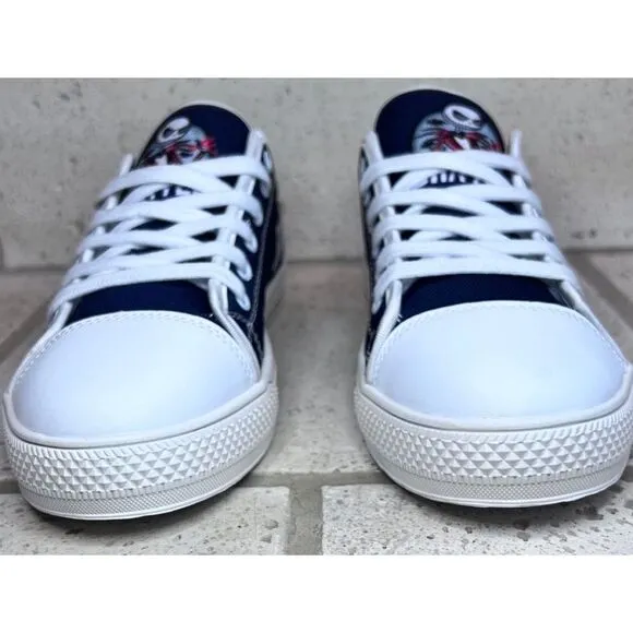 Atlanta Braves Men’s Canvas Sneakers Red White Blue Low Top Shoes NWOT Sz 39