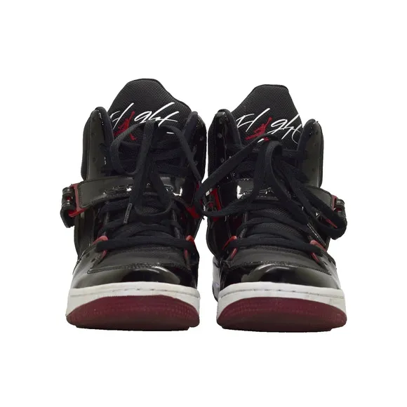 B2 Auth NIKE AIR JORDAN Flight 45 Black Patent High Bred Shoes DC2597-001 Sz 6Y