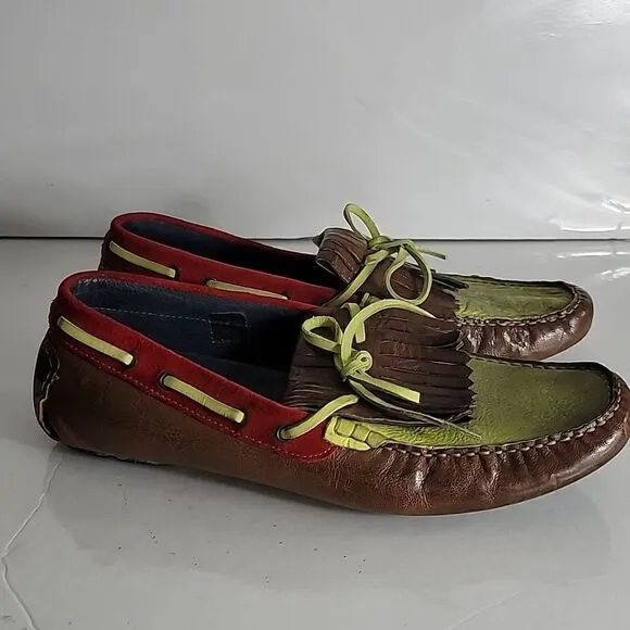 Bacco Bucci &quot;Rai&quot; Brown/Green Multi-Colored Kilty Shoes
