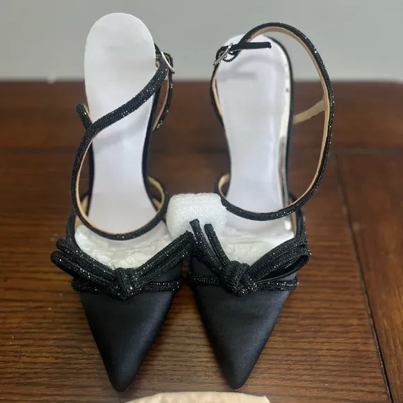 Badgley‎ Mischka Elaine Pump heel black bow detail New 6