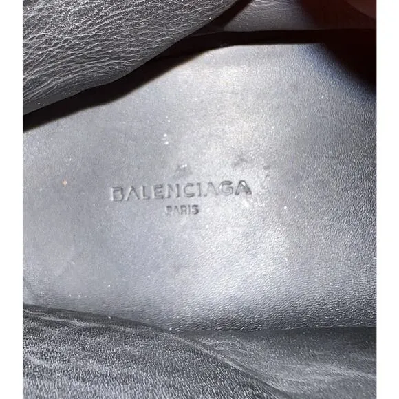 BALENCIAGA Arena Leather High-Top Sneakers Shoes Orange