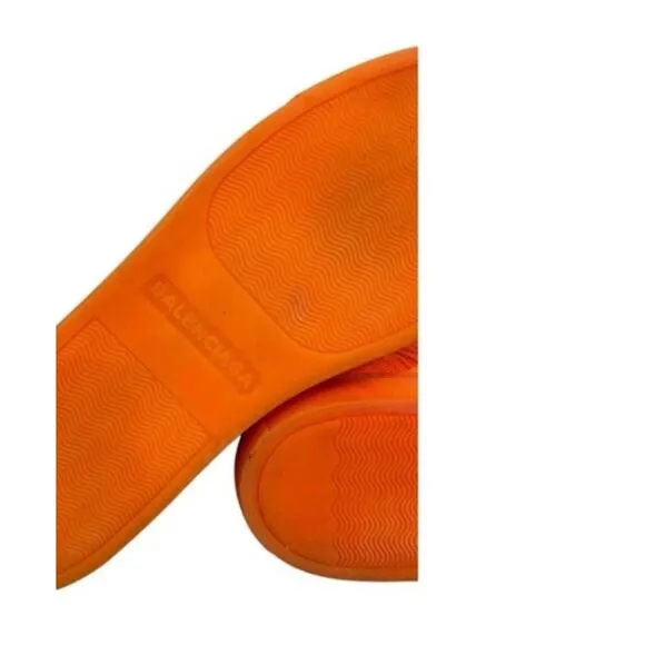 BALENCIAGA Arena Leather High-Top Sneakers Shoes Orange