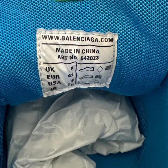 Balenciaga Track Trainer Low Top Sneakers White Blue Lime Green US 8-9