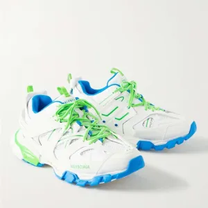 Balenciaga Track Trainer Low Top Sneakers White Blue Lime Green US 8-9