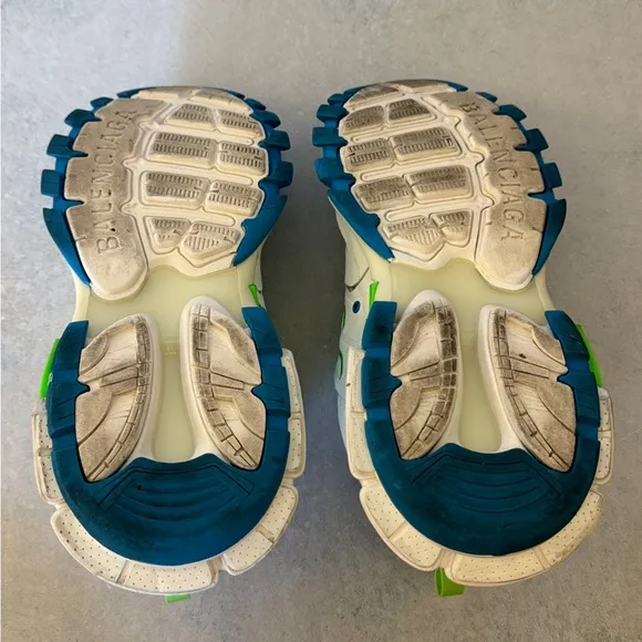 Balenciaga Track Trainer Low Top Sneakers White Blue Lime Green US 8-9