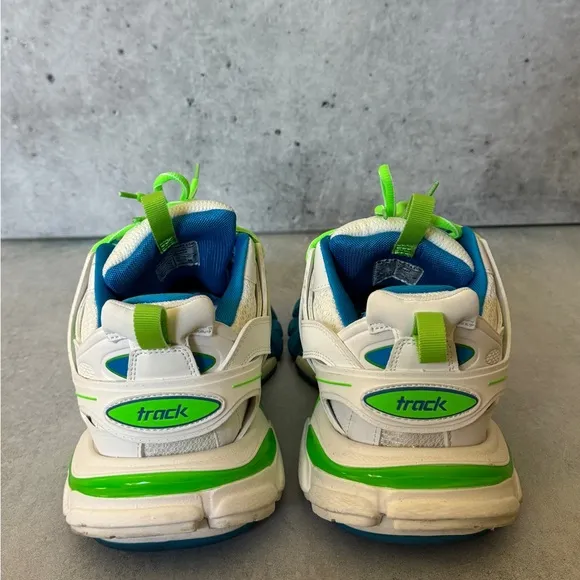 Balenciaga Track Trainer Low Top Sneakers White Blue Lime Green US 8-9