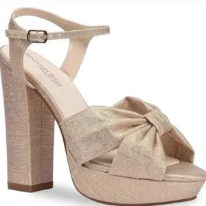 Benjamin Walk Gold Sparkle High Heels Shoes Size 8