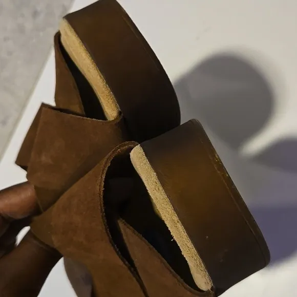 BIONATURA Brown Criss Cross Wide Strap Platform Leather Sandals Summer Shoes