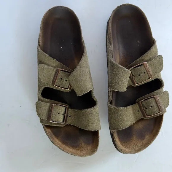Birkenstock Arizona Soft Footbed Taupe Suede Size 5-5.5
