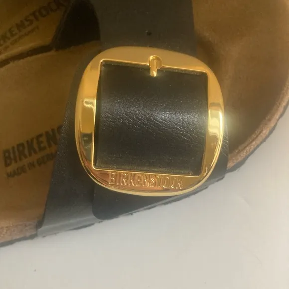 Birkenstock Madrid Big Buckle Slide Sandal in Black