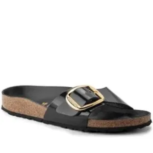 Birkenstock Madrid Big Buckle Slide Sandal in Black