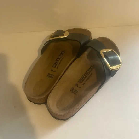 Birkenstock Madrid Big Buckle Slide Sandal in Black