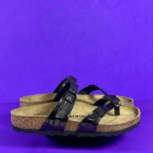 Birkenstock Women's Mayari Microfiber Gator Gleam Black Size 8-NEW