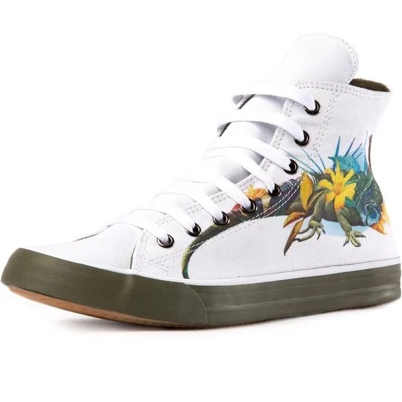 BLANX Women's High-Top Limited-Edition Cotton Sneaker or Tennis Shoe, Iguana,7.5