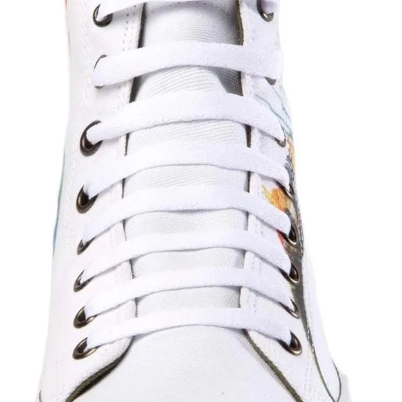 BLANX Women's High-Top Limited-Edition Cotton Sneaker or Tennis Shoe, Iguana,7.5