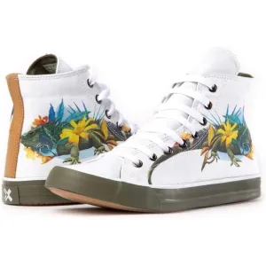 BLANX Women's High-Top Limited-Edition Cotton Sneaker or Tennis Shoe, Iguana,7.5